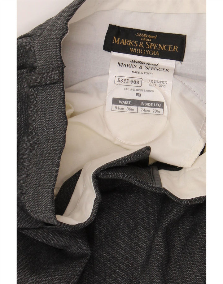 MARKS & SPENCER Herren Gerade Chino-Hosen W36 L29 Grau Polyester