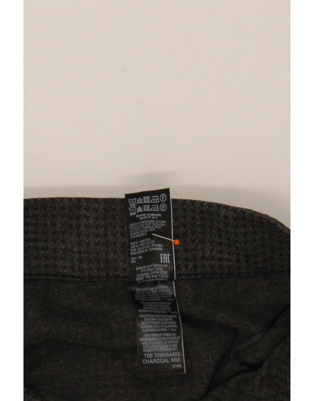 Marks & Spencer Damen Slim Hose UK 16 Large W32 L27 Grau Hahnentrittmuster