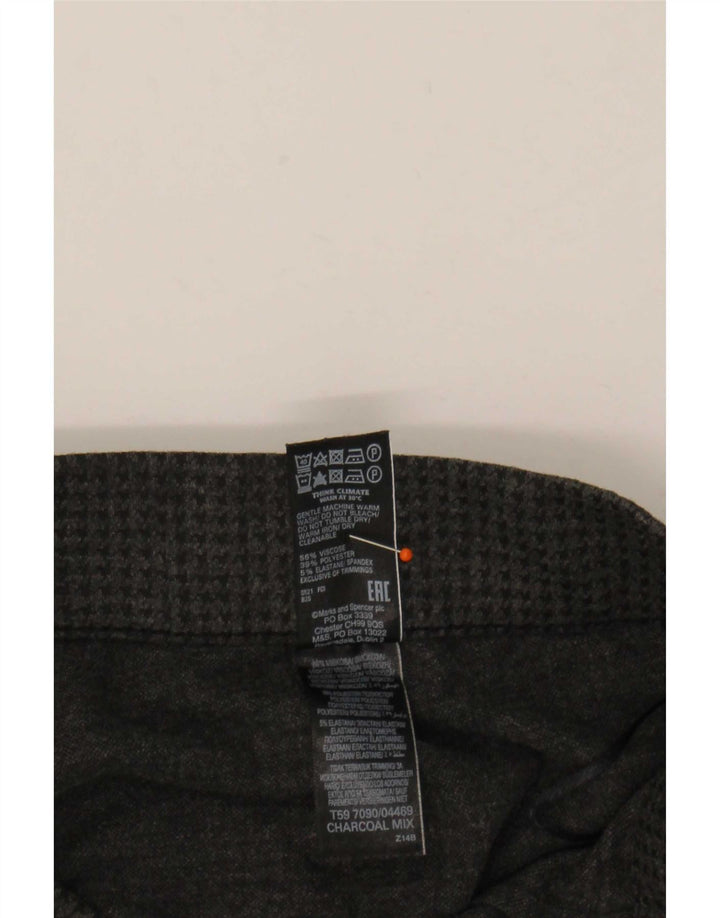 Marks & Spencer Damen Slim Hose UK 16 Large W32 L27 Grau Hahnentrittmuster