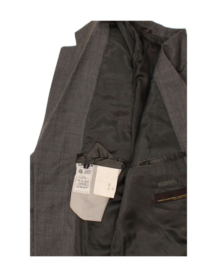 JAEGER Mens 3 Button Blazer Jacket IT 54 2XL Grey Check Virgin Wool Vintage Jaeger and Second-Hand Jaeger from Messina Hembry 
