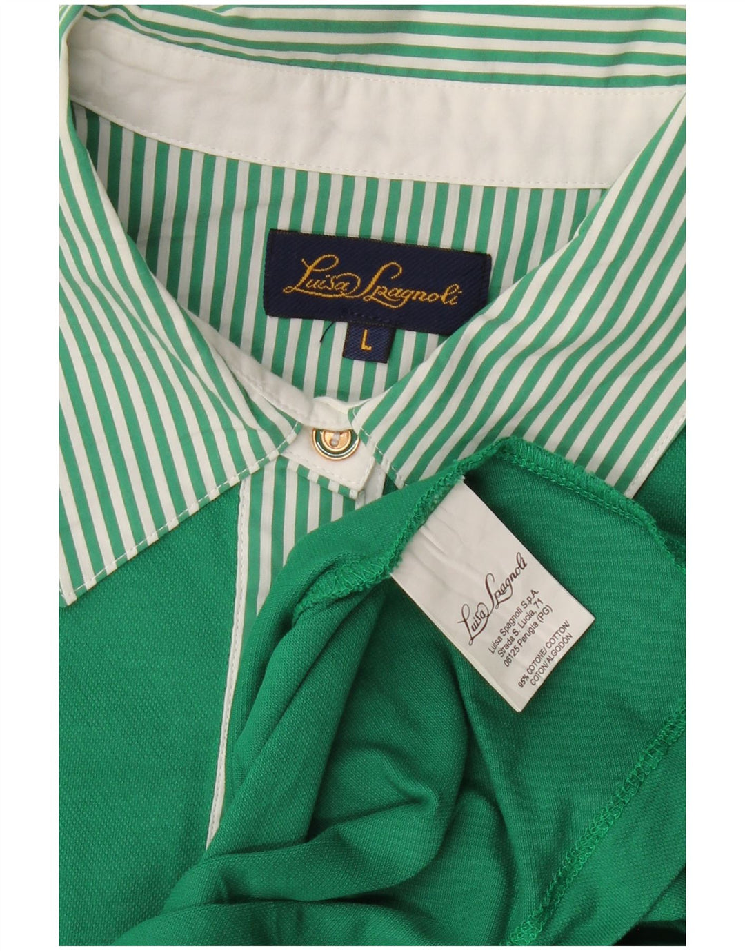 Luisa Spagnoli Damen Poloshirt UK 14 Große grüne Baumwolle