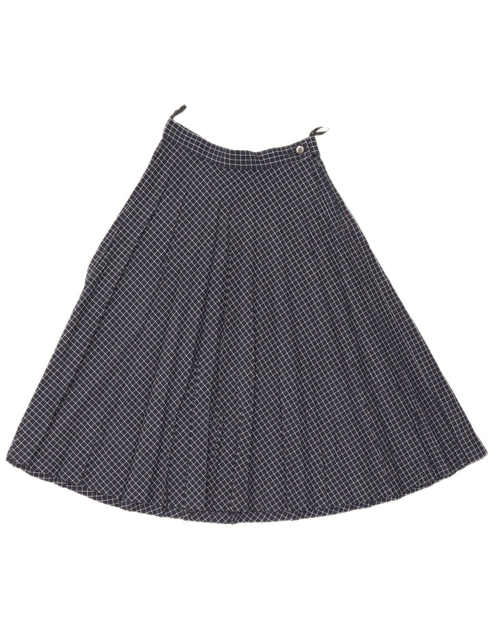 Vintage Damen A-Linienrock W25 XS Marineblau kariert