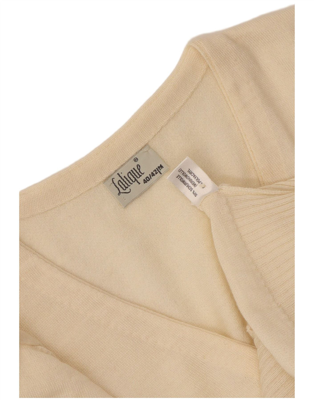 Vintage Damen Cardigan Pullover EU 40/42 Medium Off White Wool