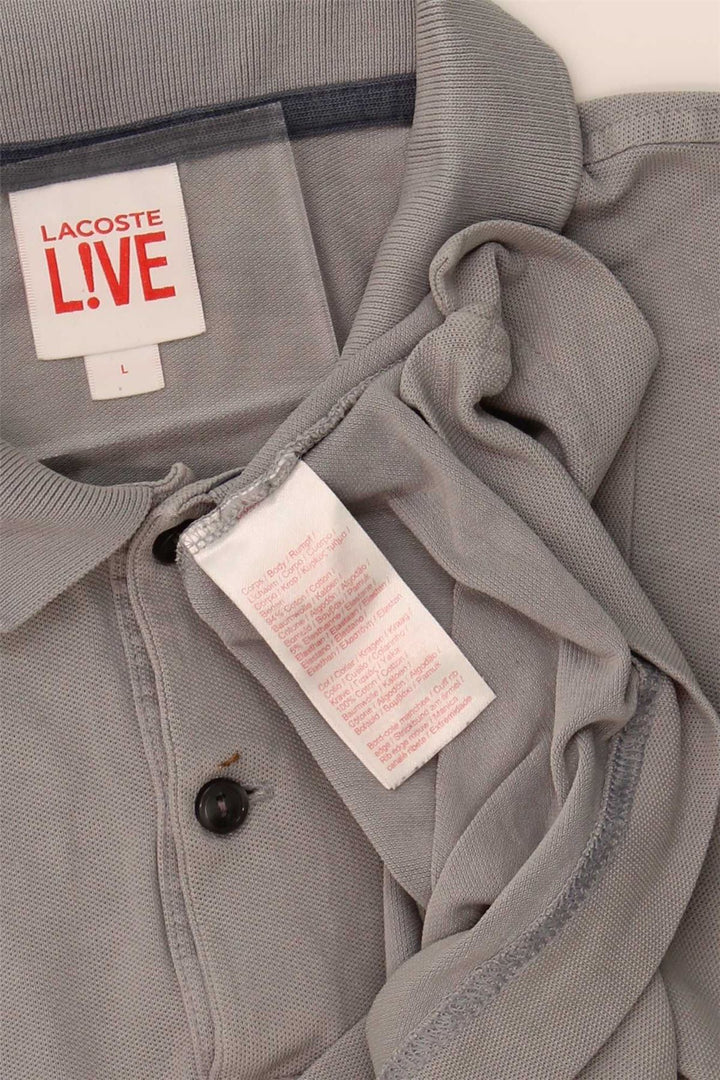 LACOSTE Mens Polo Shirt Large Grey Cotton