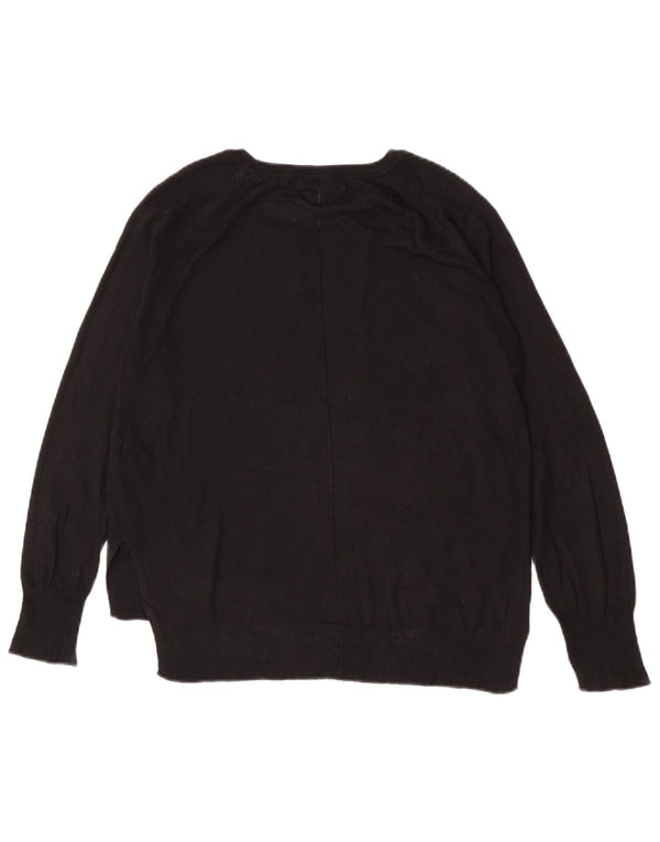 Zara Damen-Pullover mit Rundhalsausschnitt, UK 16, Größe L, schwarze Viskose