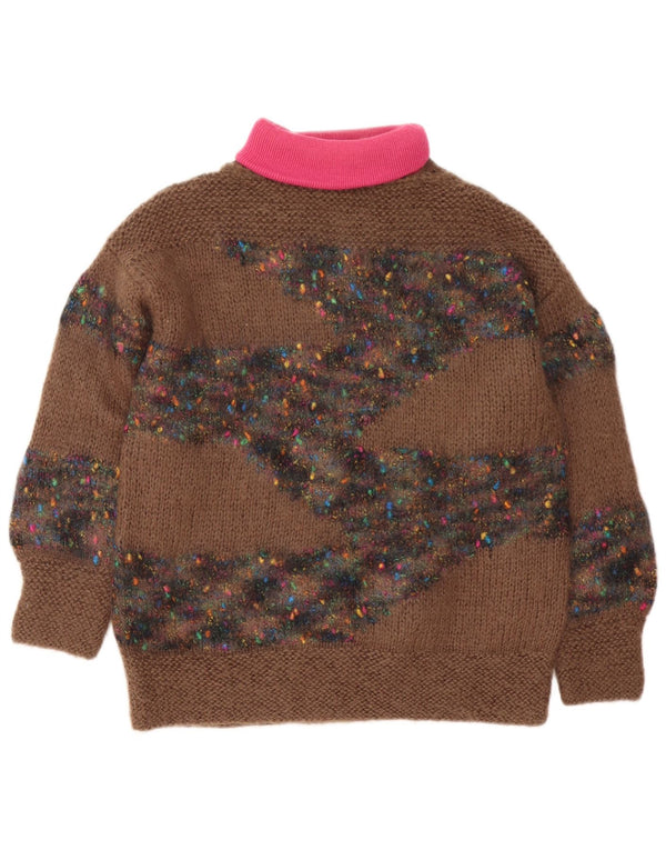 Vintage Damen Rollkragenpullover Pullover UK 14 Groß Braun meliert