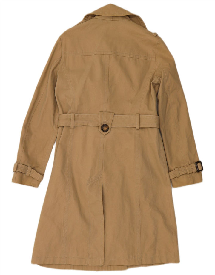 Zara Damen Zweireihiger Trenchcoat UK 14 Mittelbeige Baumwolle