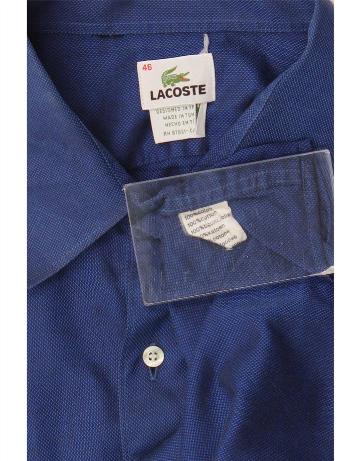Lacoste Herrenhemd Größe 46 2XL Blaue Baumwolle