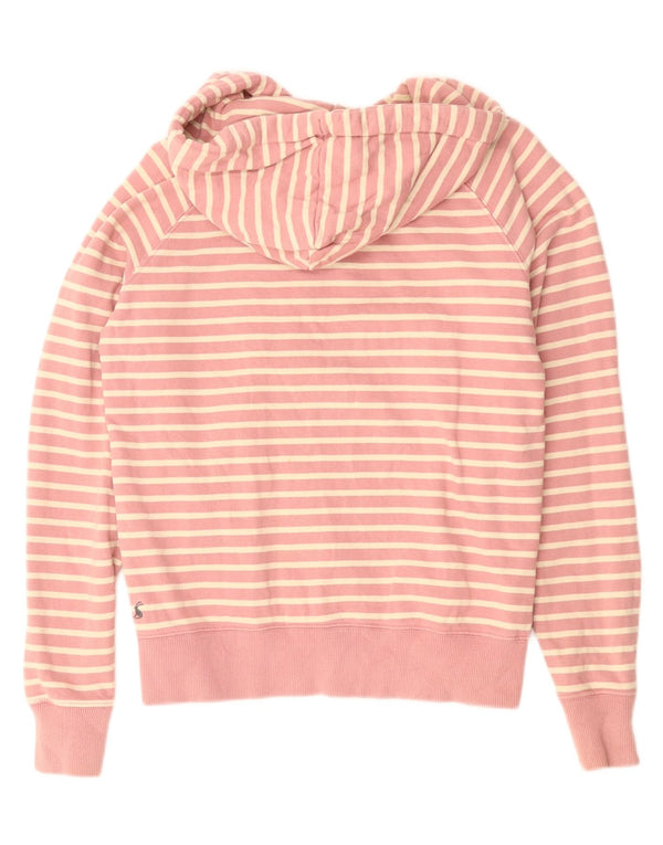 JOULES Damen Kapuzenpullover UK 14 Große rosa gestreifte Baumwolle