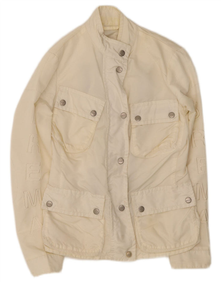 Brema Womens Graphic Utility Jacket IT 40 Small White Polyamid