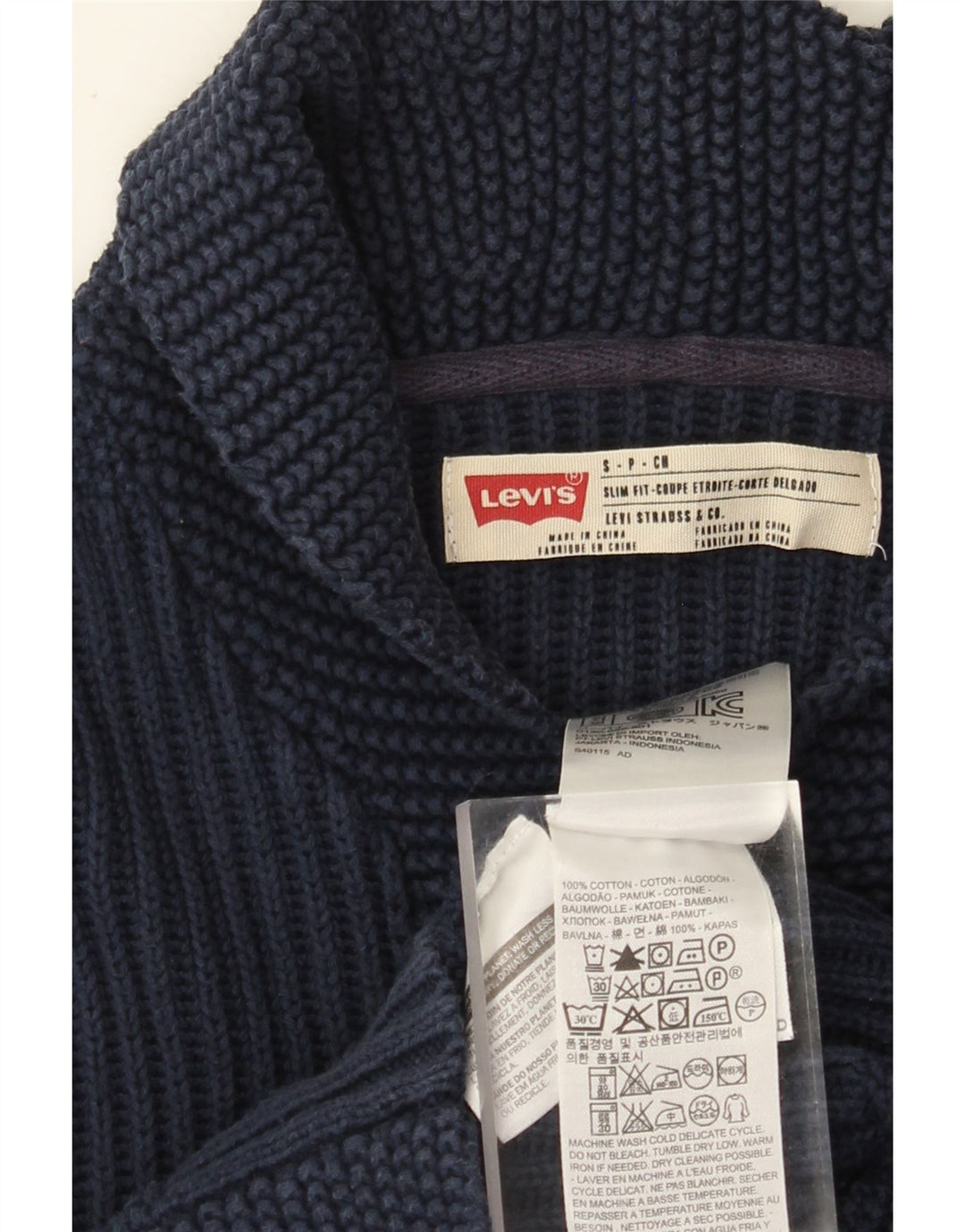 Levi's Herren-Strickjacke mit schmaler Passform, Größe S, marineblau, Baumwolle