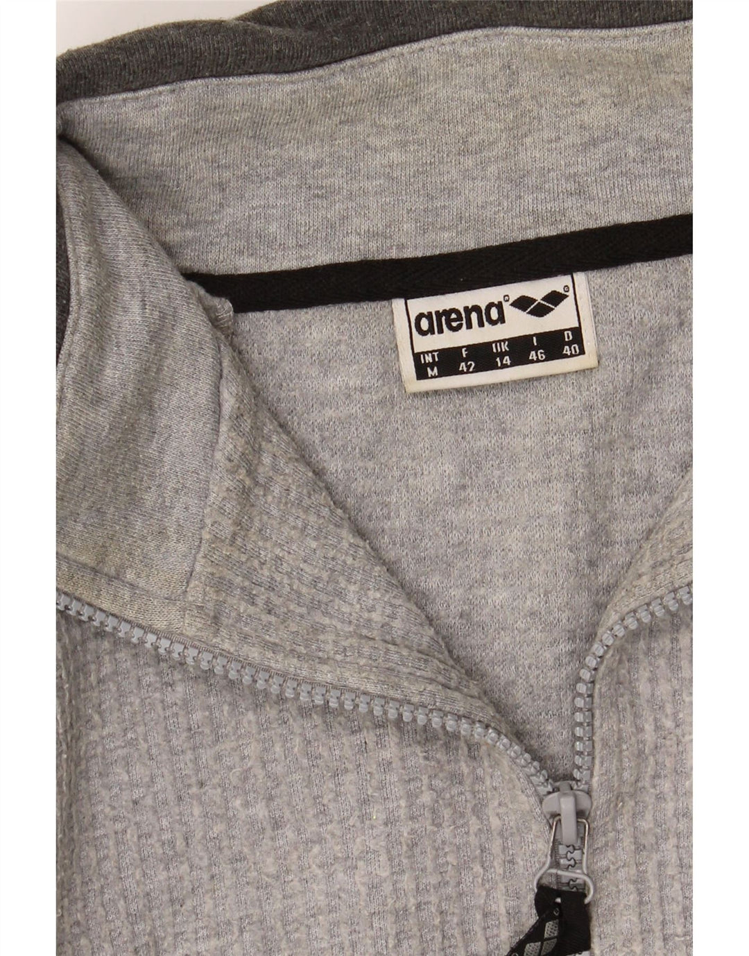 ARENA Womens Oversized Zip Neck Sweatshirt Jumper UK 14 Large Grey Cotton Vintage Arena and Second-Hand Arena from Messina Hembry 
