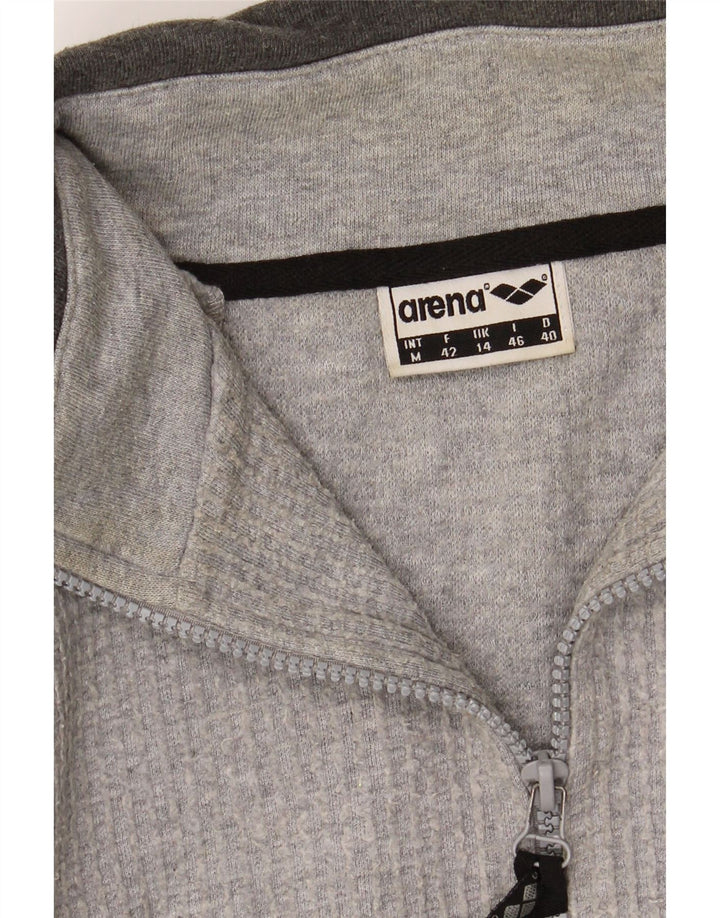 ARENA Womens Oversized Zip Neck Sweatshirt Jumper UK 14 Large Grey Cotton Vintage Arena and Second-Hand Arena from Messina Hembry 