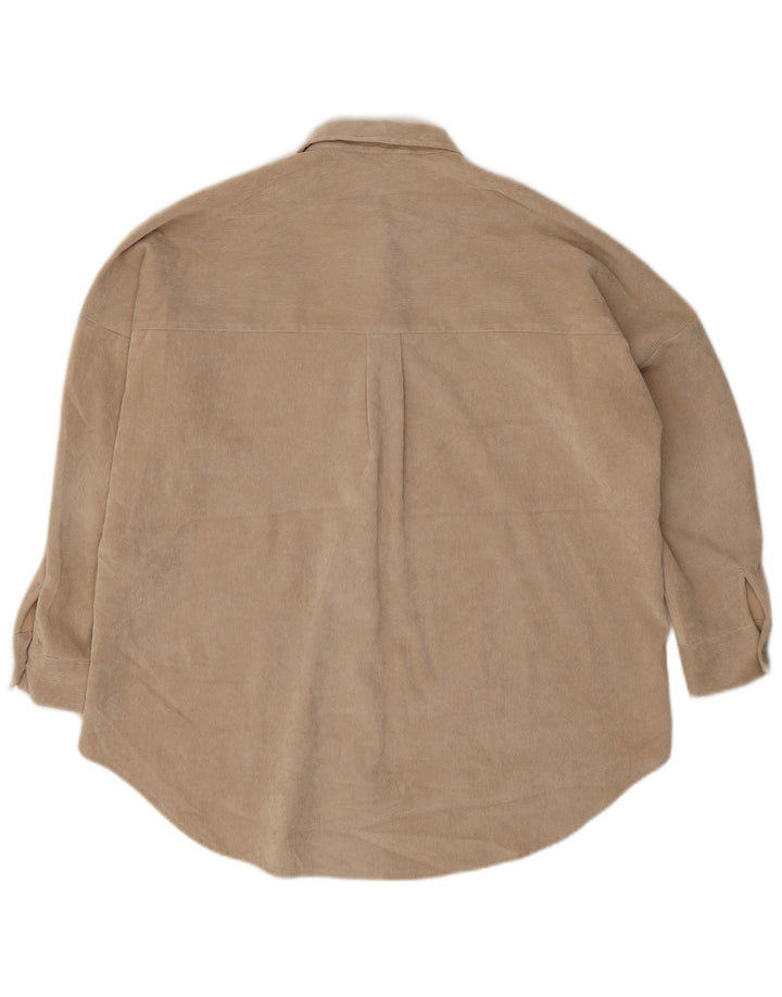 Zara Damen Übergroßes Cordhemd UK 10 Small Beige Polyester