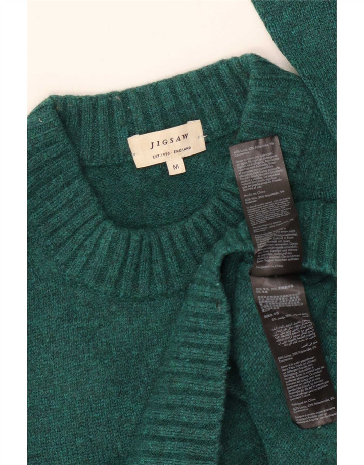 Jigsaw Damen-Pullover mit Rundhalsausschnitt, UK 14, mittelgrüne Wolle