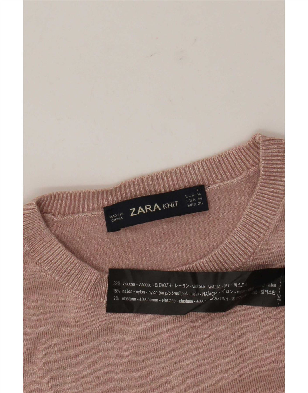 Zara Damen-Pullover mit Rundhalsausschnitt, Gr. 12, mittelrosa Viskose