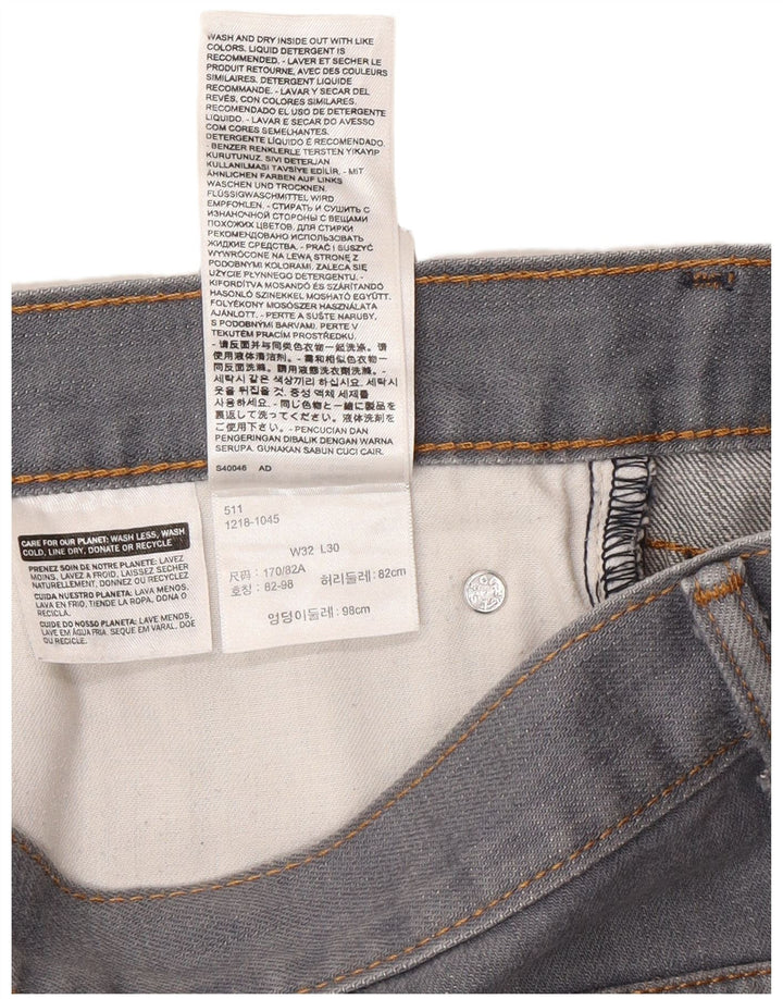 Levi's Herren 511 Tapered Slim Jeans W32 L30 Graue Baumwolle