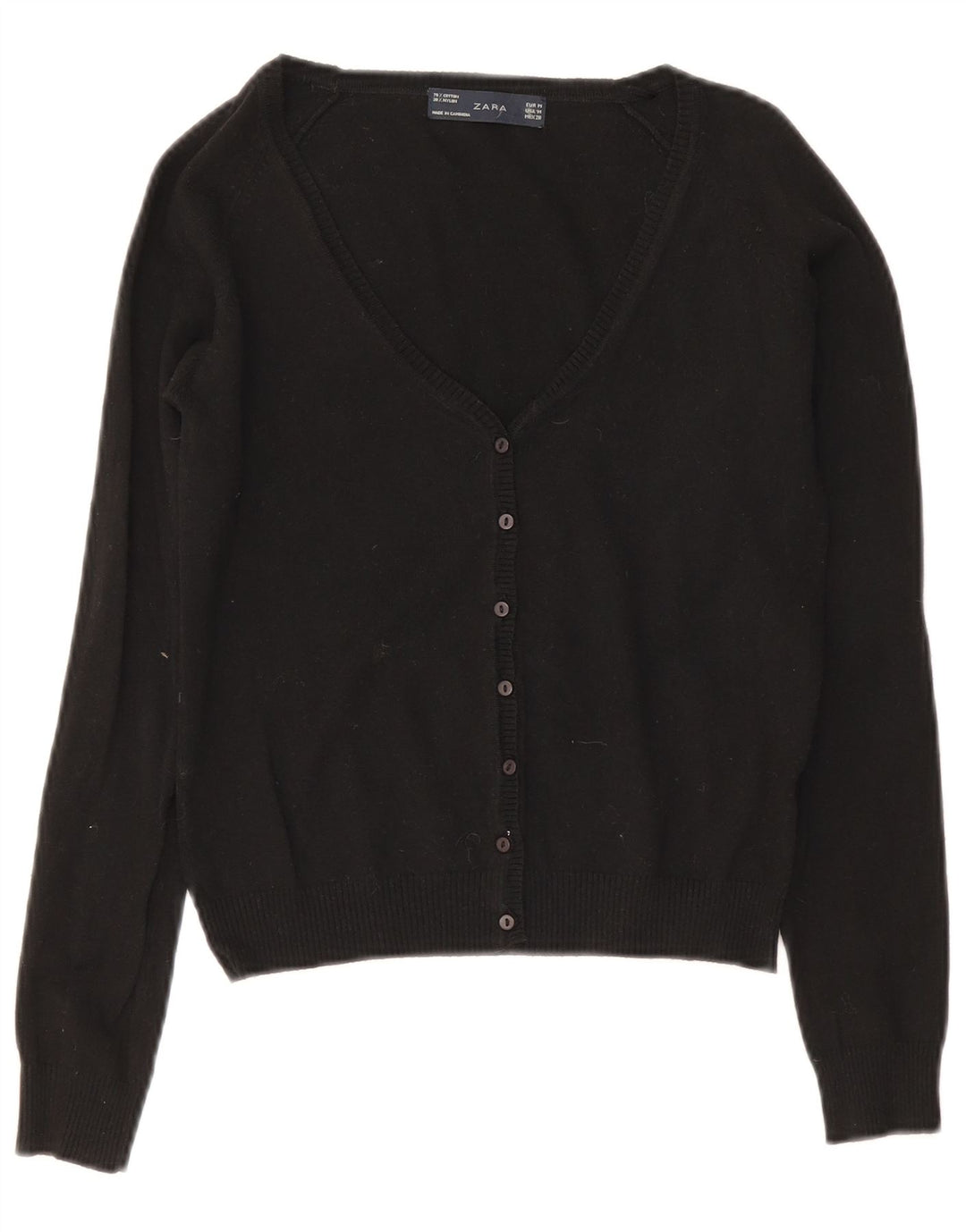 Zara Damen Bolero-Pullover UK 12 Mittelschwarze Baumwolle