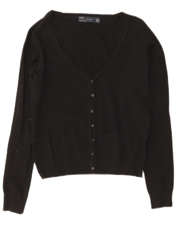 Zara Damen Bolero-Pullover UK 12 Mittelschwarze Baumwolle