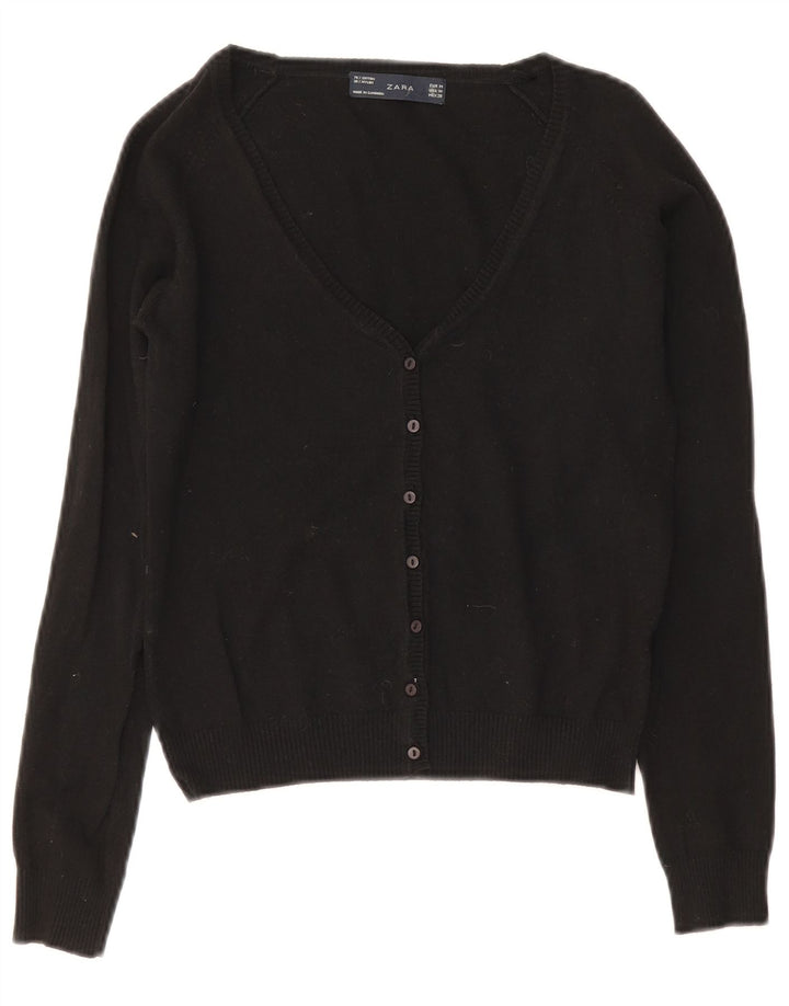 Zara Damen Bolero-Pullover UK 12 Mittelschwarze Baumwolle