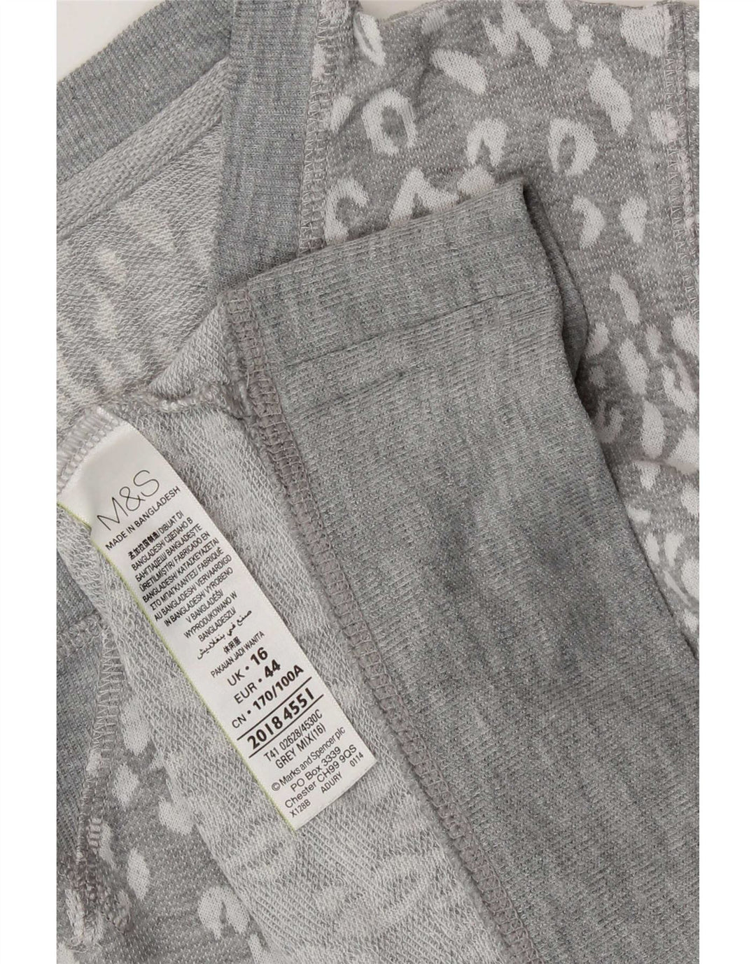 Marks & Spencer Damen-Sweatshirt-Pullover, Gr. 42, groß, grau, mit Tiermuster