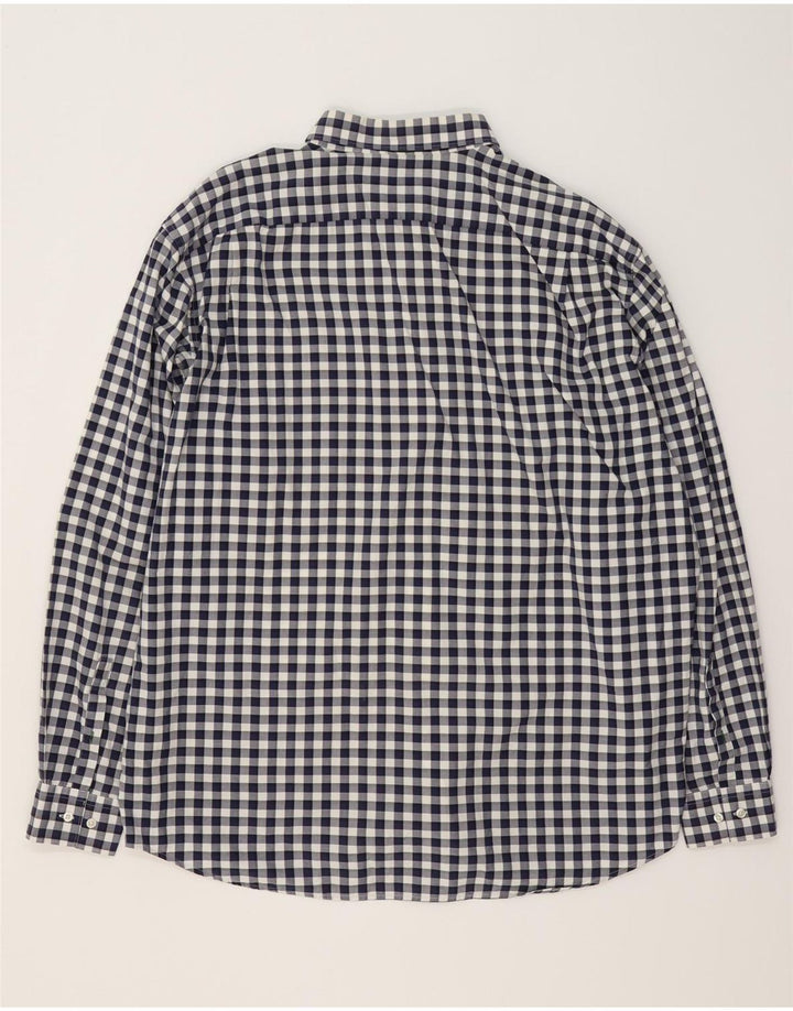 Lacoste Herren-Hemd mit normaler Passform, Größe 46 2XL, marineblaue Gingham-Baumwolle