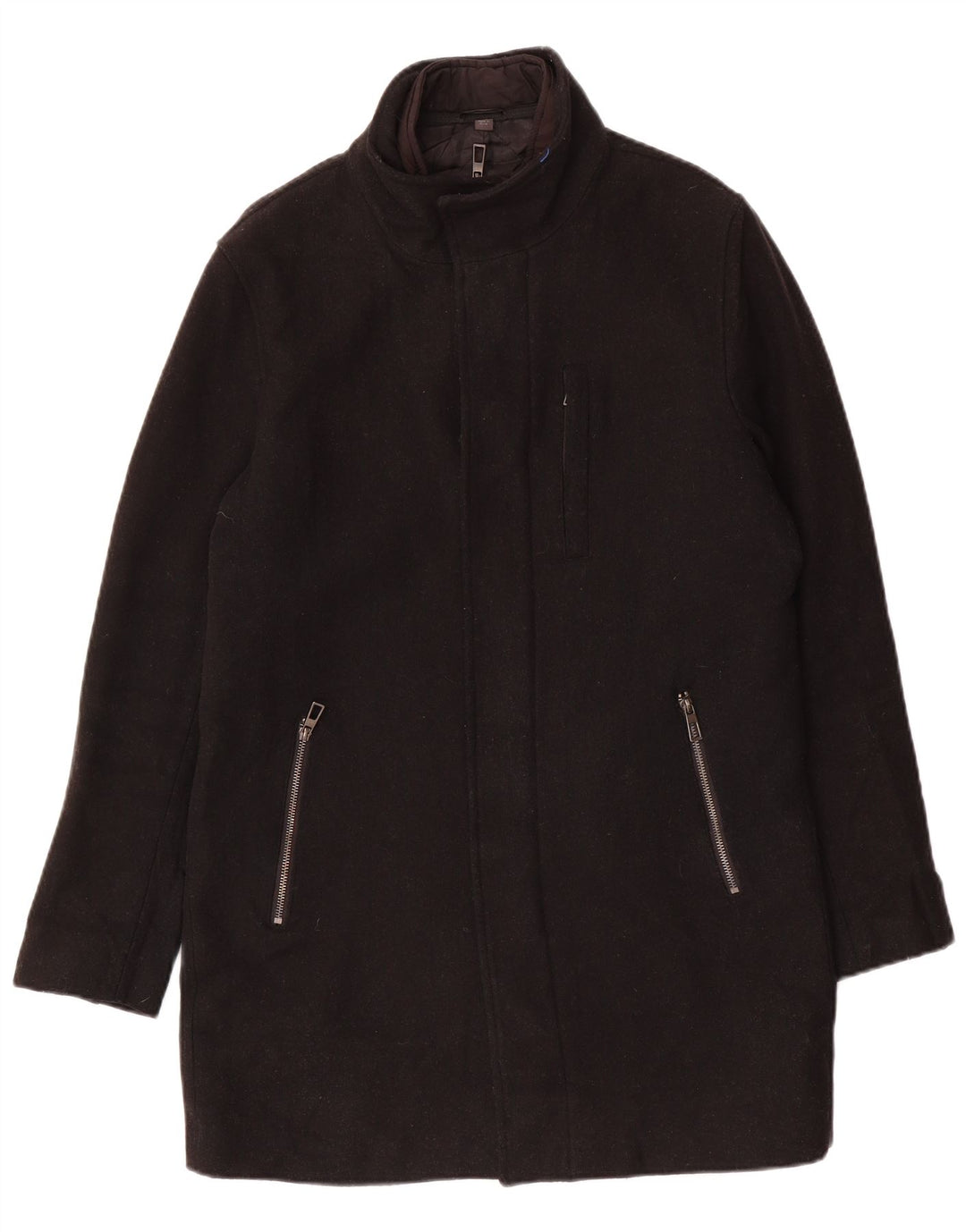 MARKS & SPENCER Mens Overcoat UK 38 Medium Black Wool