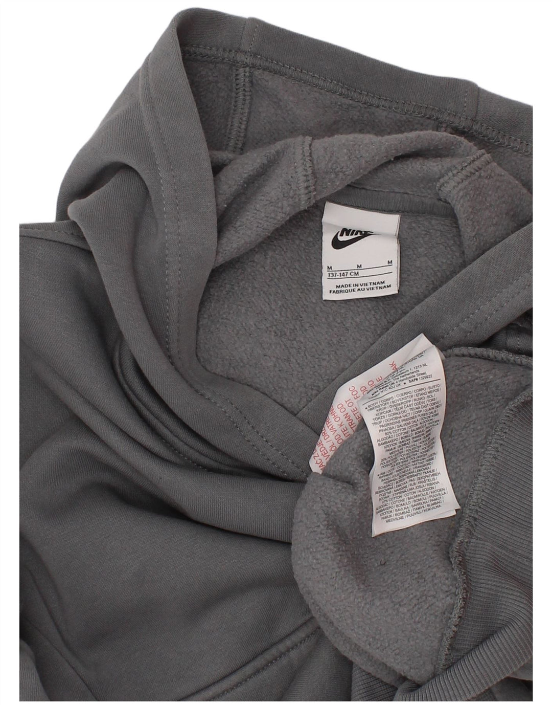 Nike Jungen-Pullover mit grafischem Kapuzenpullover, 10–11 Jahre, mittelgraue Baumwolle