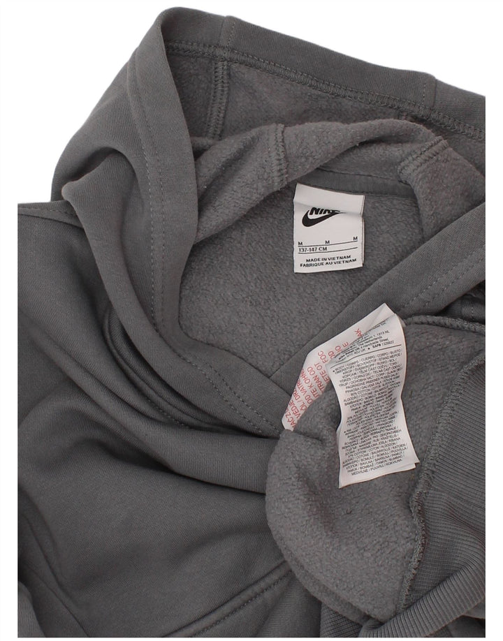 Nike Jungen-Pullover mit grafischem Kapuzenpullover, 10–11 Jahre, mittelgraue Baumwolle