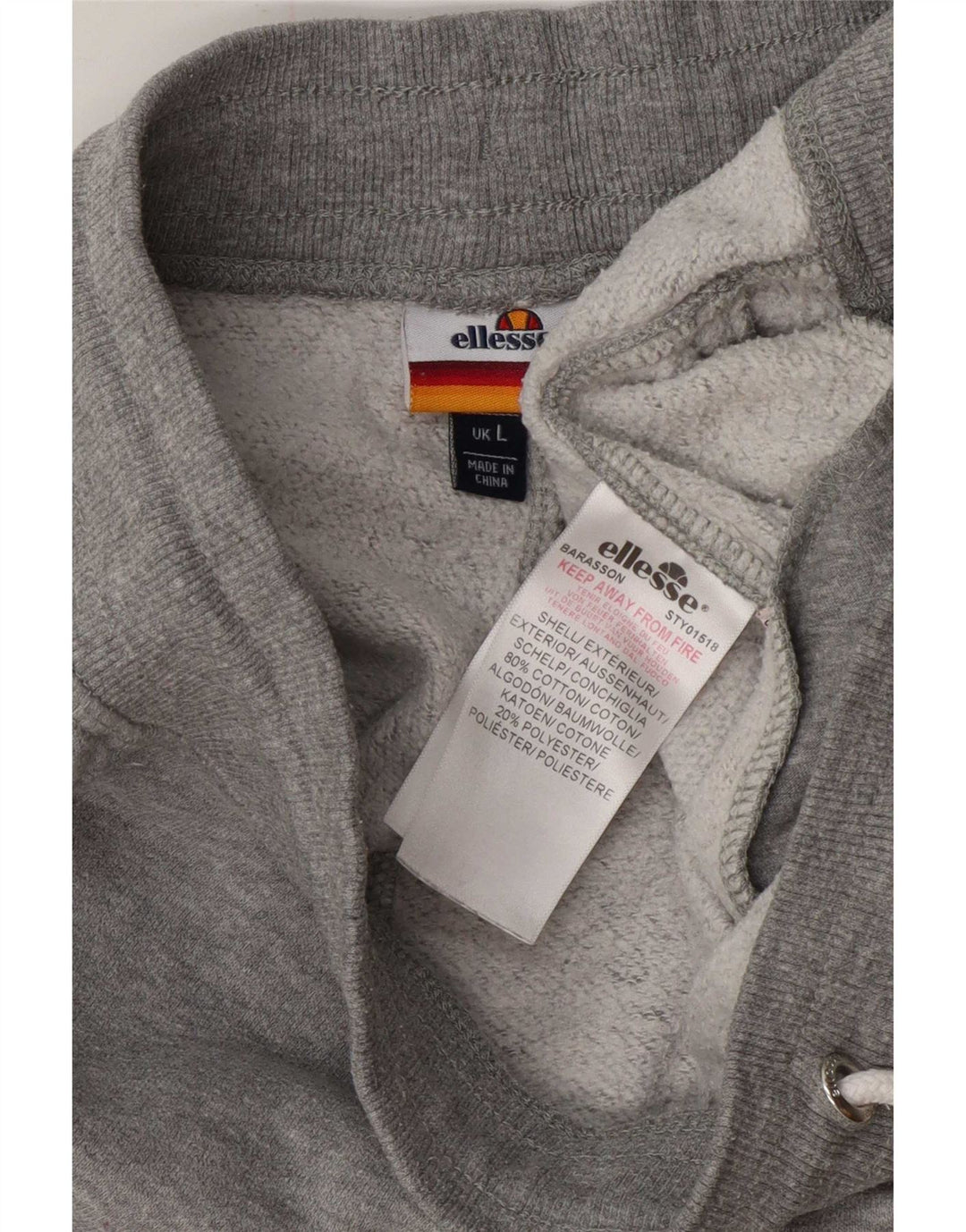 Ellesse Herren-Trainingshose, Jogginghose, groß, graue Baumwolle