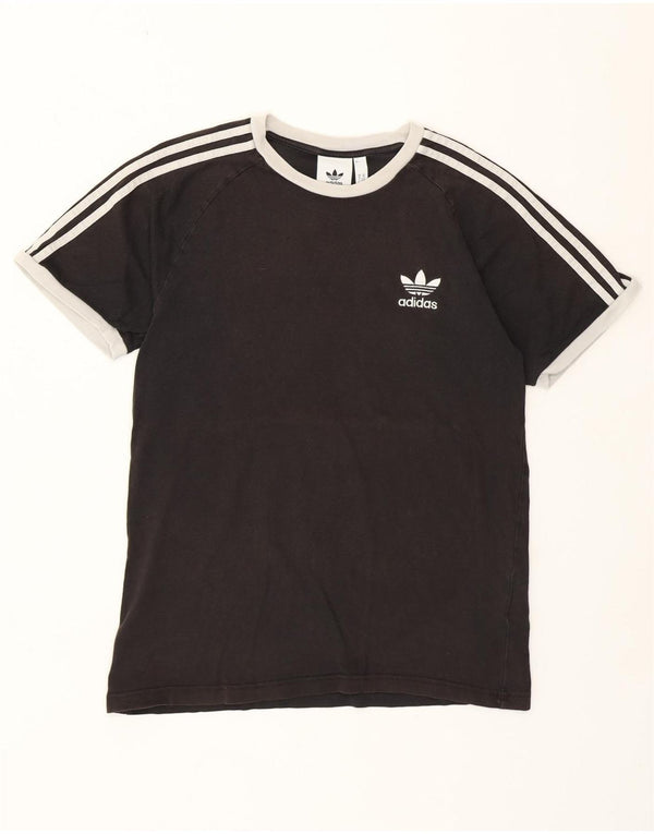 Adidas Damen T-Shirt Top UK 14 Medium Schwarz Baumwolle
