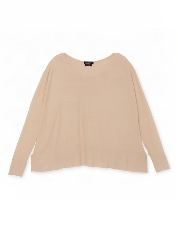 Massimo Dutti Damen-Pullover mit bauchfreiem V-Ausschnitt, Gr. 16, Größe L, gebrochenes Weiß, Seide