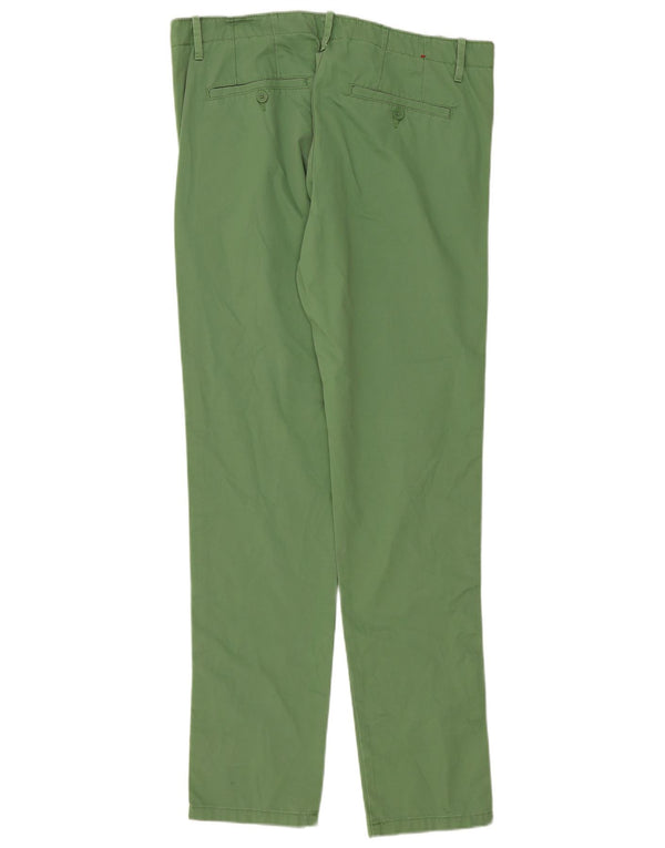 Benetton Herren Slim Chinohose IT 50 Large W36 L33 Grüne Baumwolle