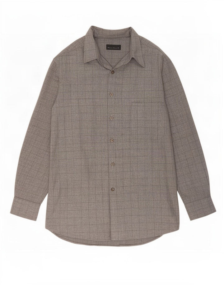 Massimo Dutti Herren-Hemd, groß, Größe 42, groß, grau kariert, Viskose