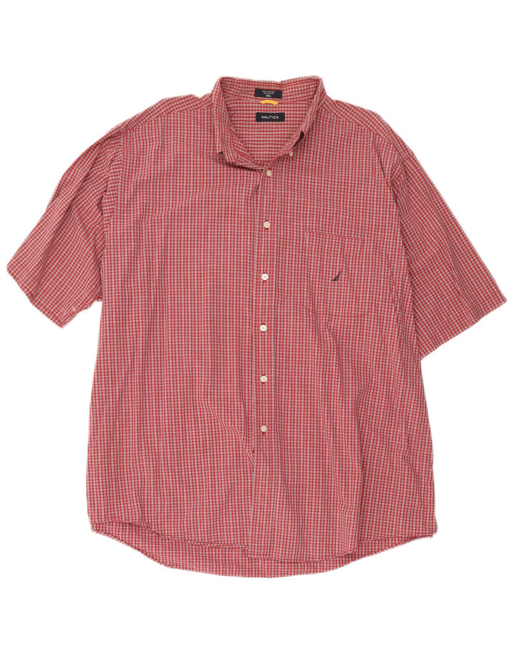 Nautica Herren-Kurzarmhemd 2XL, rot kariert, Baumwolle