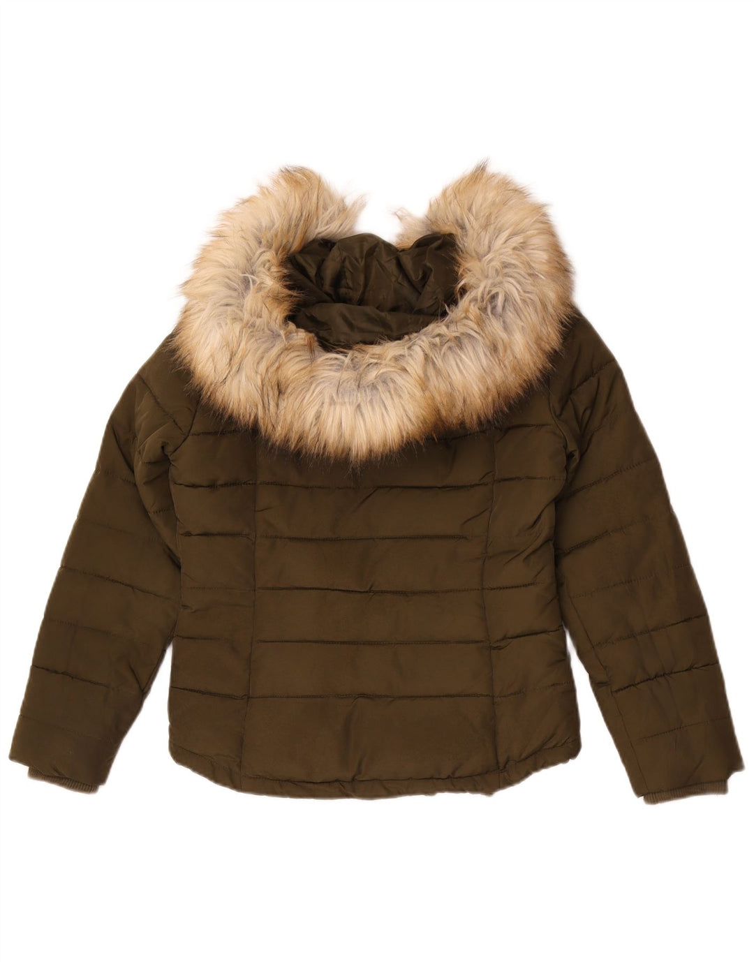 Topshop Damen-Kapuzen-Übergröße, gepolsterte Jacke, UK 4, XS, Khaki, Polyester
