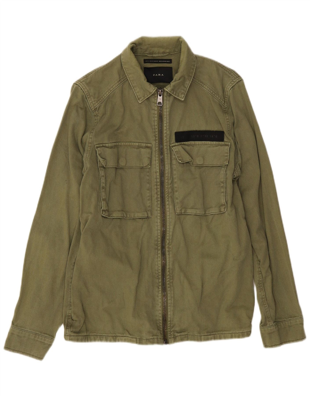 Zara Herren Bomberjacke UK 38 Mittelgrüne Baumwolle
