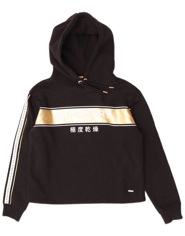 Superdry Graphic Hoodie-Pullover für Damen, UK 14, Größe L, Schwarz, Colourblock-Baumwolle