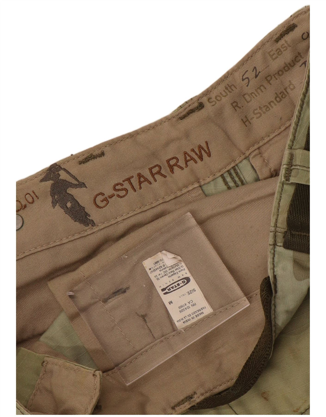 G-STAR Herren Cargo-Bermudashorts Medium W34 Khaki Camouflage Baumwolle
