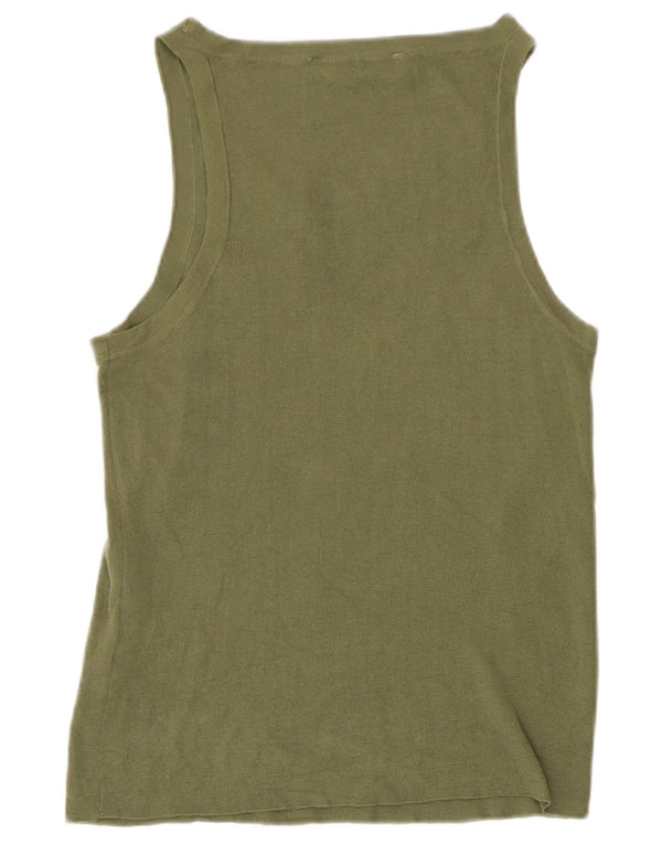 Zara Womens Crop Vest Top UK 18 XL Green Cotton