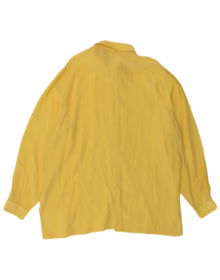 Vintage Damen Hemd IT 50 XL Gelbe Seide