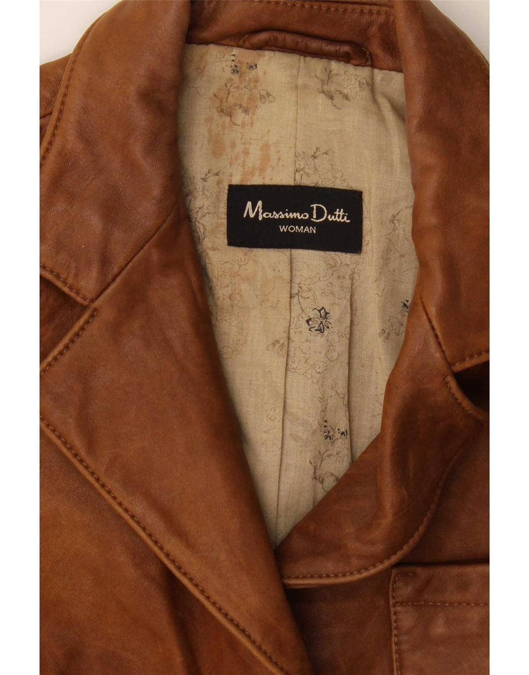 Massimo Dutti Damen-Blazerjacke aus Leder mit 3 Knöpfen, Gr. 8, Braun