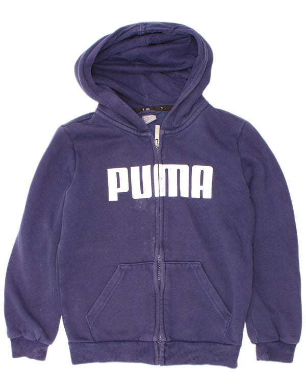 Puma Jungen Graphic Zip Hoodie Pullover 9–10 Jahre Marineblaue Baumwolle