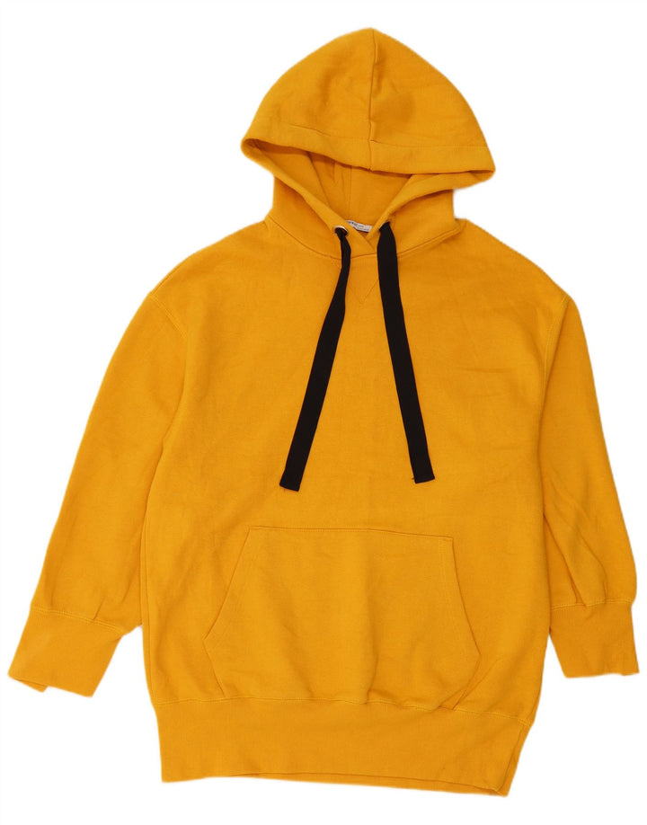 Zara Damen Übergroßer Kapuzenpullover UK 10 Small Gelb Polyester