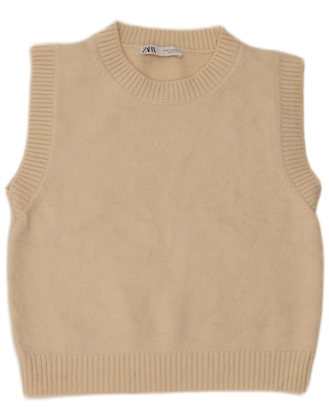 Zara Damen Weste Tank Top UK 14 Medium Weiß Acryl