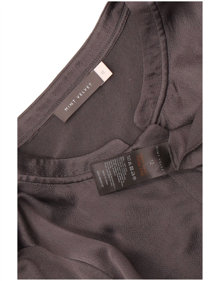 MINT VELVET Damen-Trainingsanzug-Top-Jacke, UK 12, mittelgraue Seide