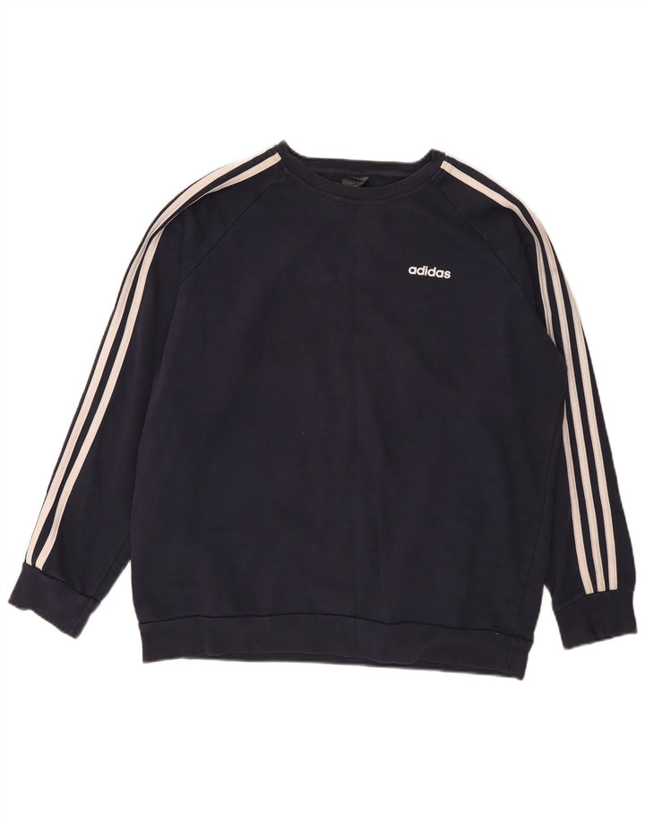 Adidas Damen Übergroßer Sweatshirt-Pullover UK 12/14 Mittelmarineblaue Baumwolle