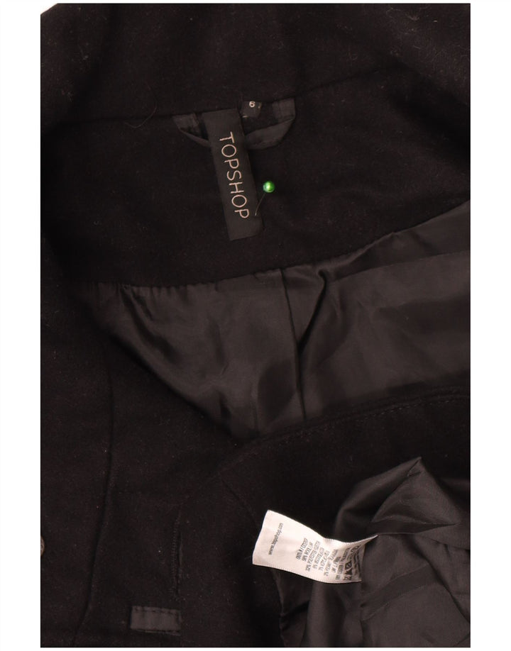 Topshop Damen Übergroßer Pea Coat UK 6 XS Schwarz Polyester