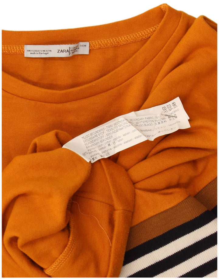 Übergroßer Damen-Sweatshirtpullover von Zara, Gr. 10, klein, orange gestreift