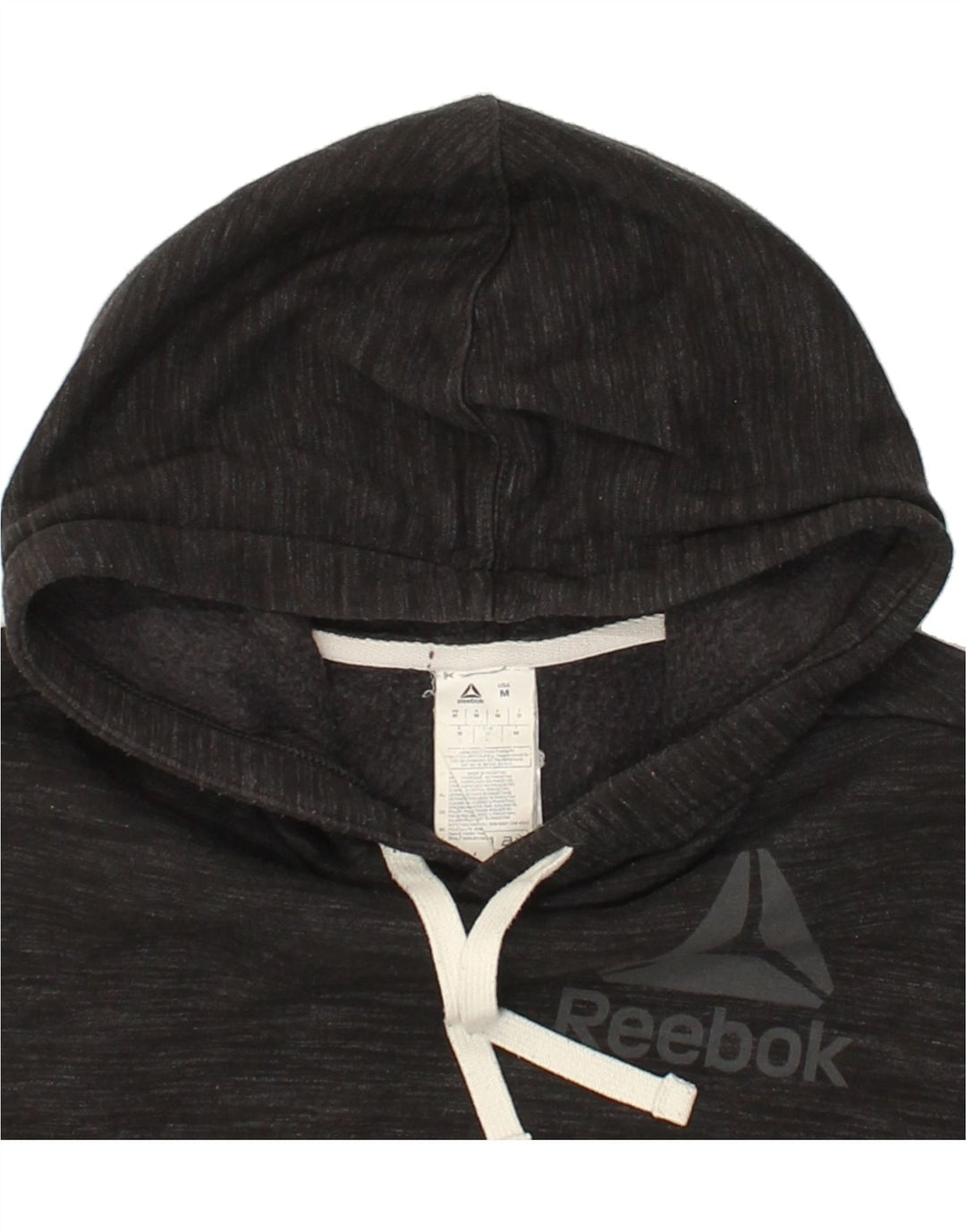 REEBOK Mens Graphic Hoodie Jumper Medium Grey Flecked Cotton Vintage Reebok and Second-Hand Reebok from Messina Hembry 